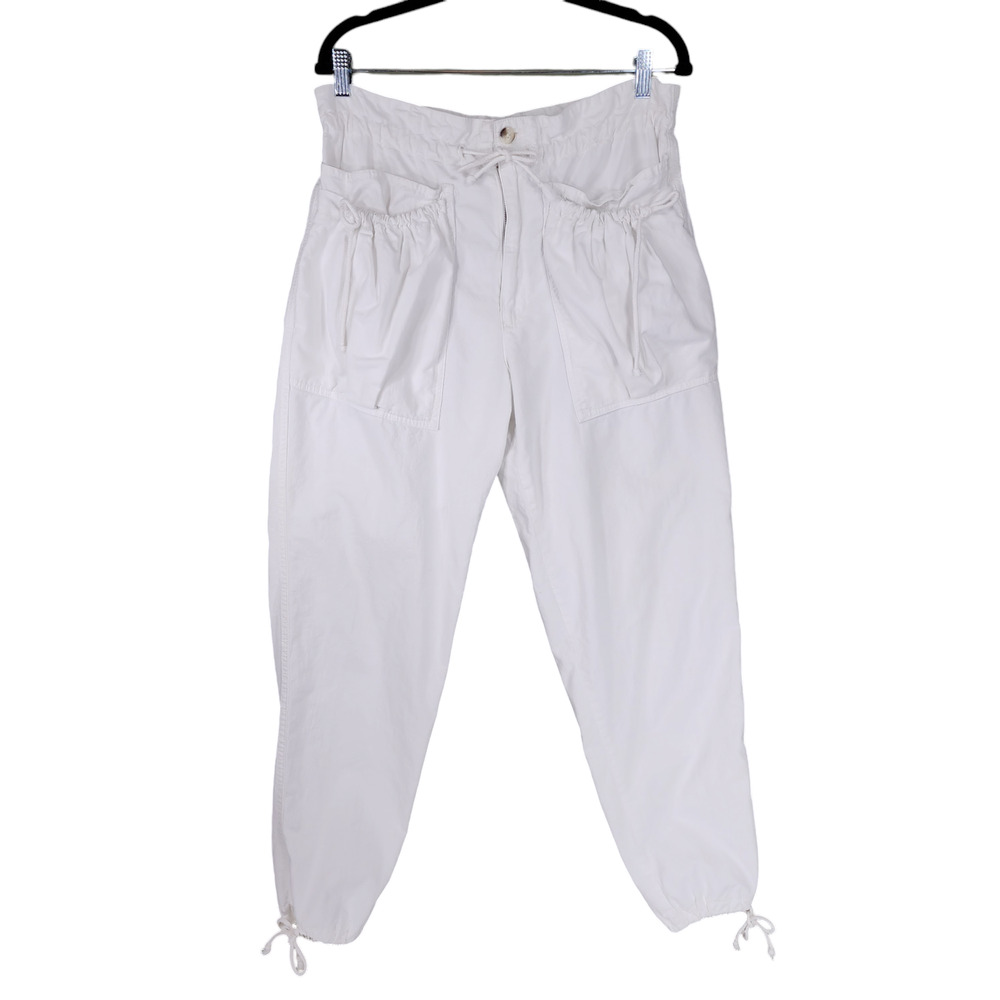 Vtg UnionBay Sportswear L Womens Jogger Pants White Pockets Barrel Y2K 90s